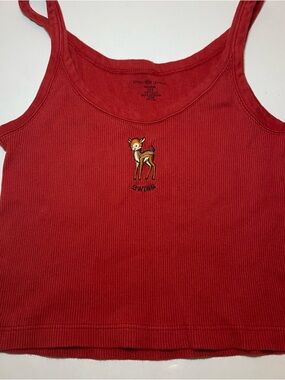 Brandy Melville Ashlyn Swiss Deer crop top ribbed knit fabric S